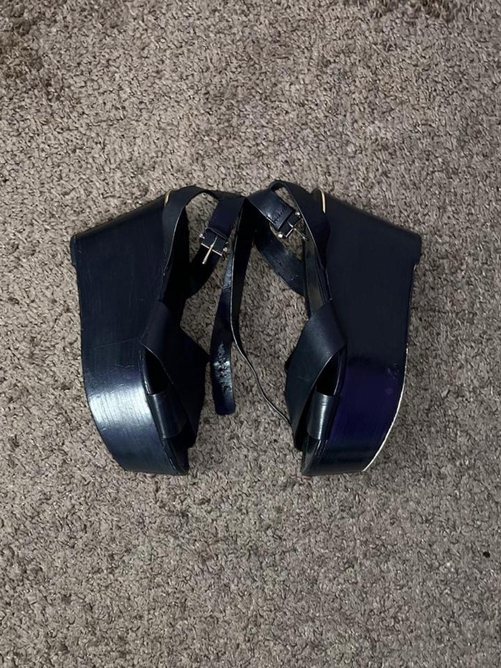 Michael Kors Black Platform Wedge Sandals
